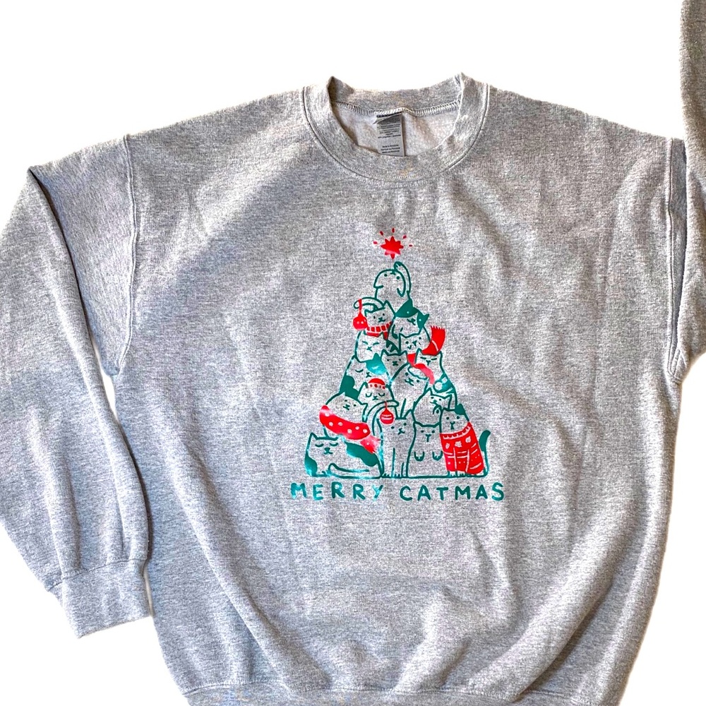 Merry Catmas Crewneck Oversized Fit Sweatshirt